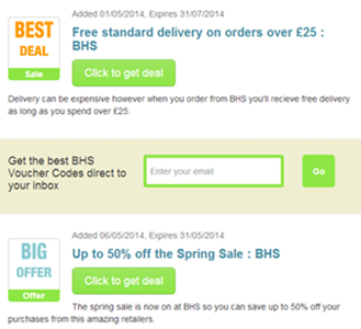 BHS Discounts, Voucher Codes and Deals - Active Offers for 2014