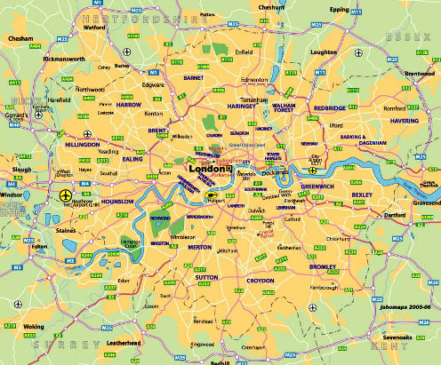 Road map of London 