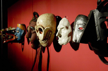 Collection of masks at the Wellcome Collection 