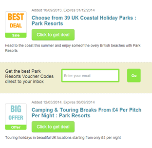 Park resorts discount codes For Park Resorts we currently have 0 coupons and 47 deals. Our users can save with our coupons on average about $ Todays best offer is Up to £7 off Touring and Camping Bookings Per Night.