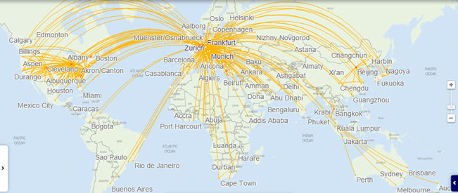 Lufthansa карта полетов
