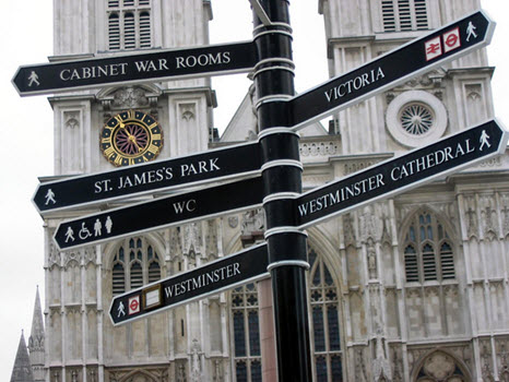 Sign post to London Landmarks 